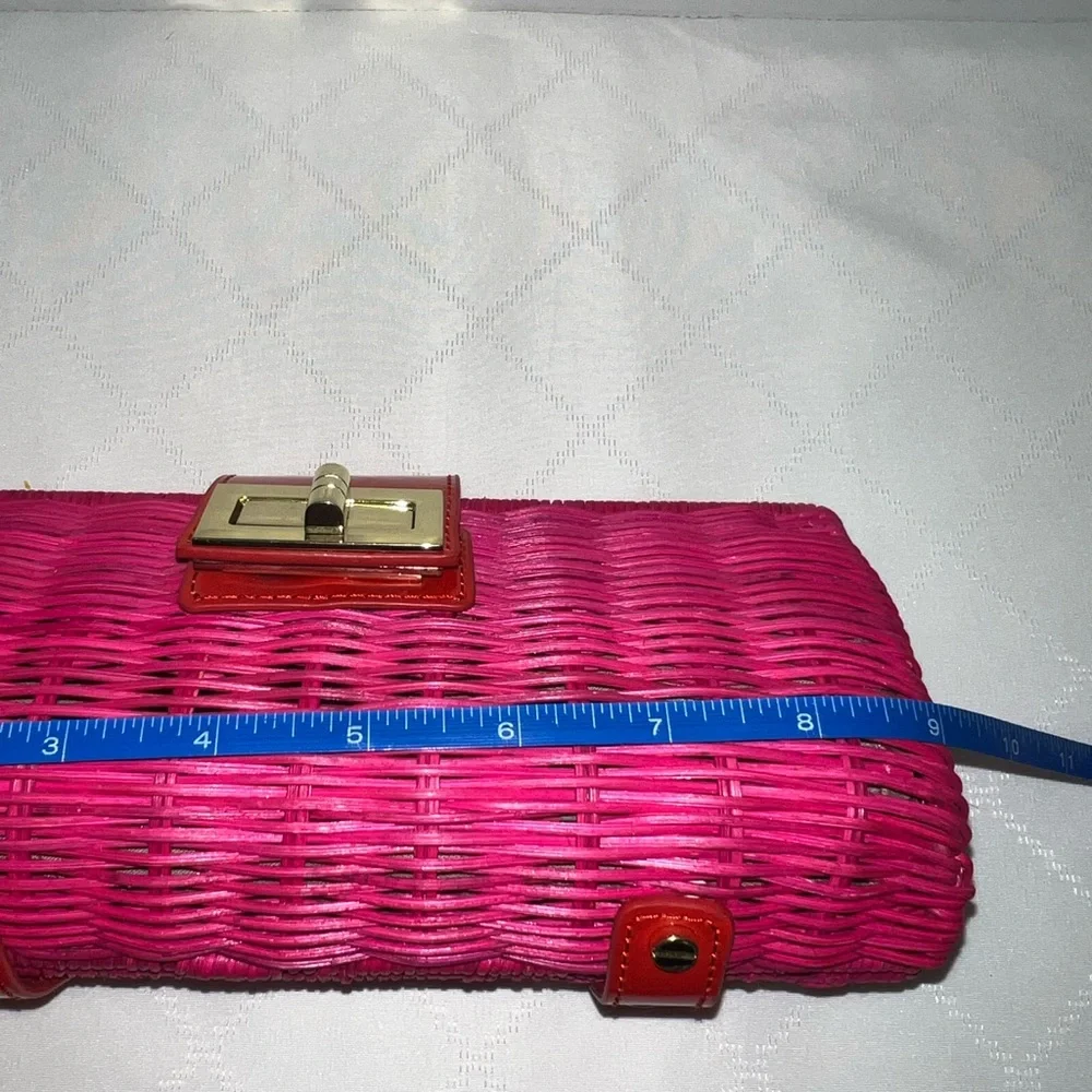 ❤️New J.Crew Rattan/Leather Twist Lock Clutch - Picture 8 of 11